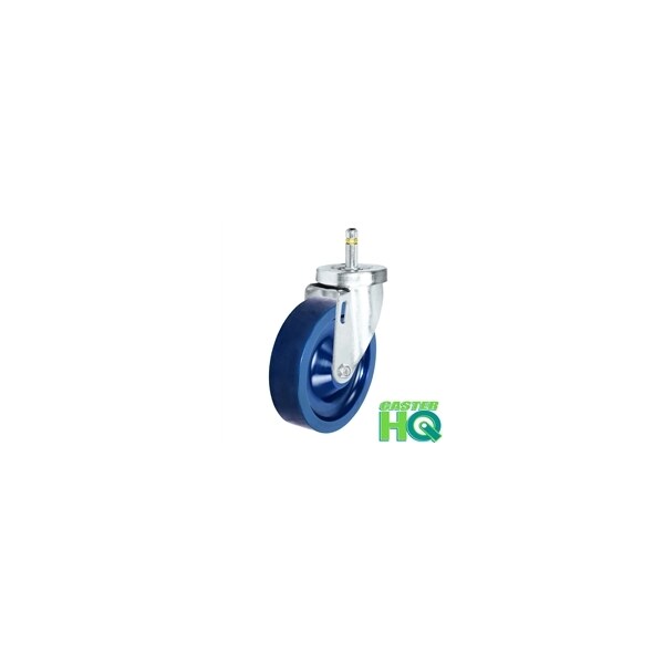 5"x1-1/4" Swivel Caster, Solid Polyurethane Wheel, 7/16" Grip Rin